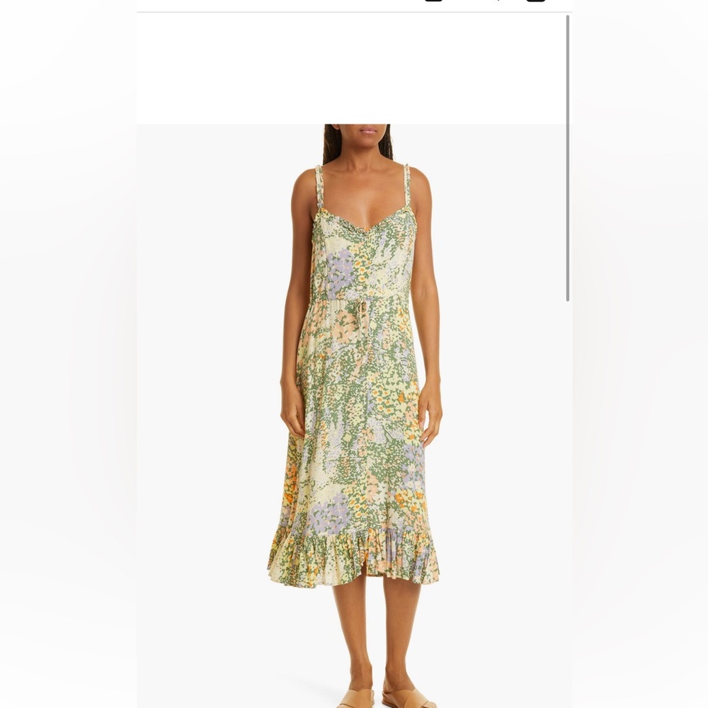Rails Yellow Green Spaghetti Strap Sundress